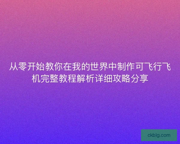 从零开始教你在我的世界中制作可飞行飞机完整教程解析详细攻略分享
