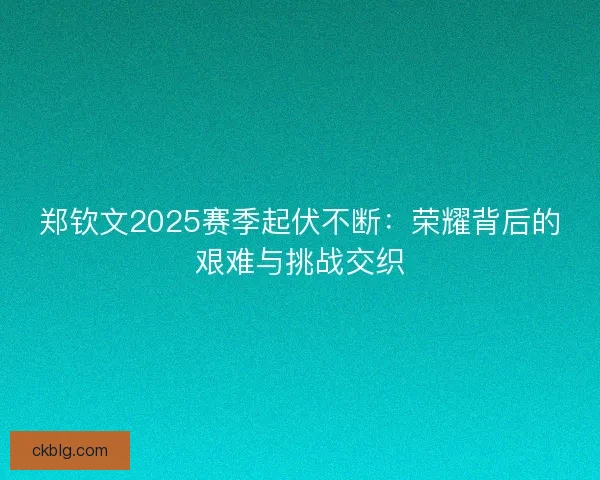 郑钦文2025赛季起伏不断：荣耀背后的艰难与挑战交织