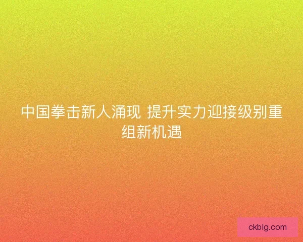 中国拳击新人涌现 提升实力迎接级别重组新机遇