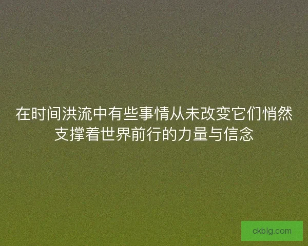 在时间洪流中有些事情从未改变它们悄然支撑着世界前行的力量与信念